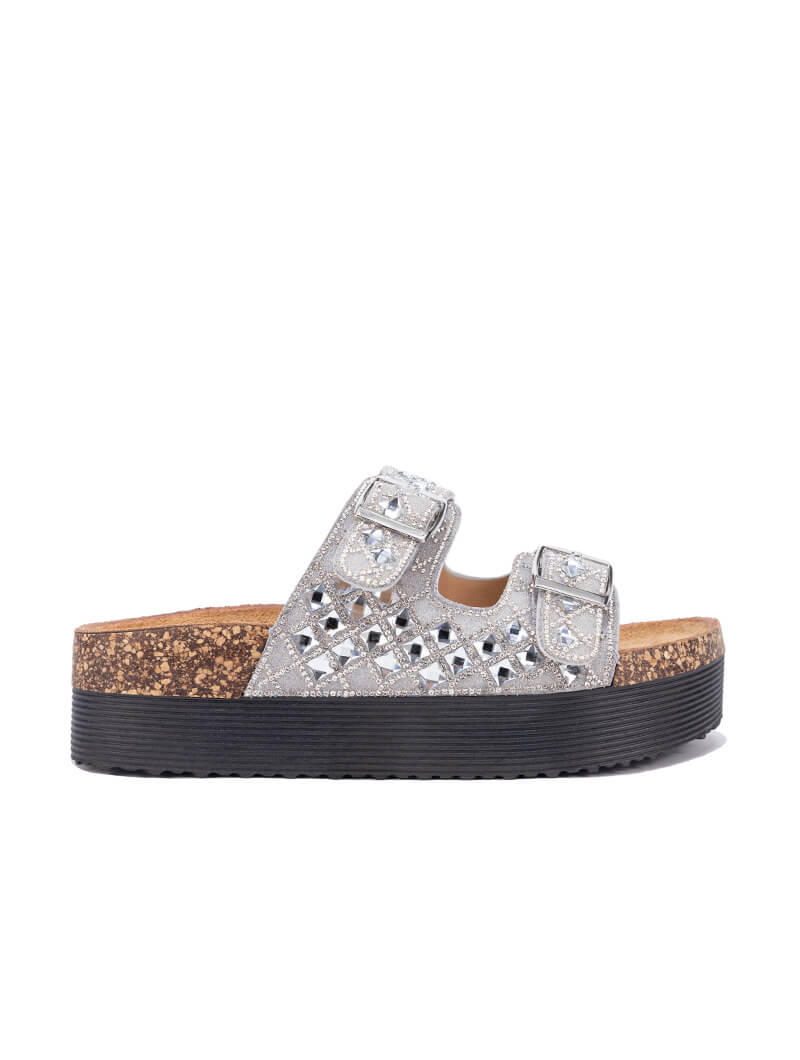 Mules à boucles et strass